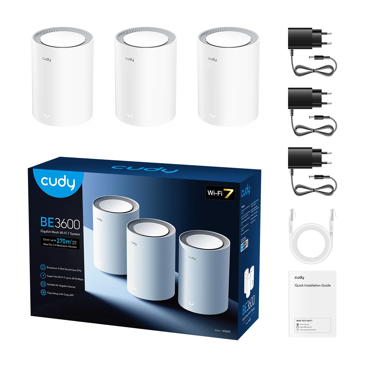 Cudy MESH SYSTEM Wi-Fi 7 M3600 Cudy (3 pack)
