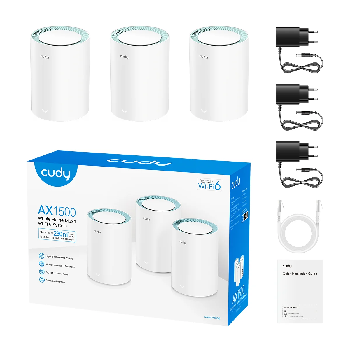 Cudy MESH SYSTEM AX1500 Wi-Fi 6 M1500 (3-Pack) Cudy