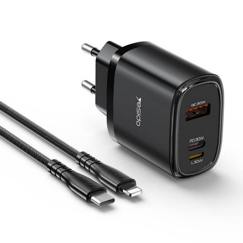  מטען קיר מהיר Yesido YC52 ‏30W עם 3 יציאות