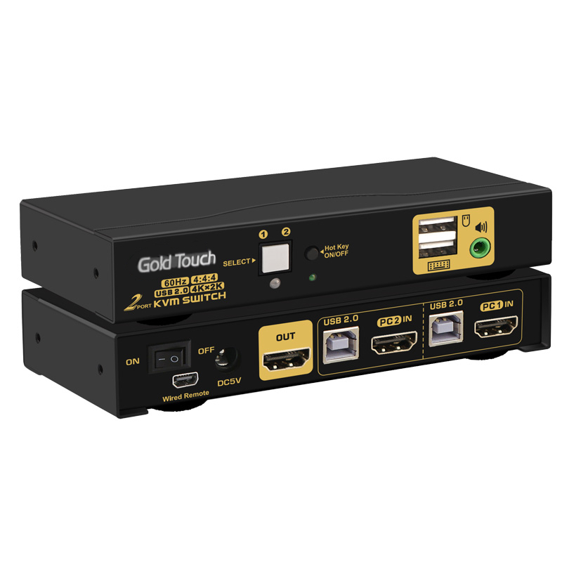 GOLD TOUCH KVM SWITCH 2 ports HDMI 2.0 GOLD TOUCH