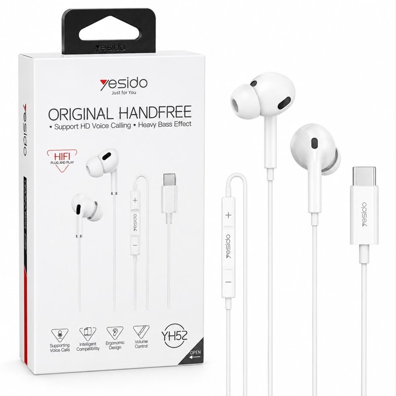  אוזניות חוטיות Yesido YH52 עם חיבור USB-C