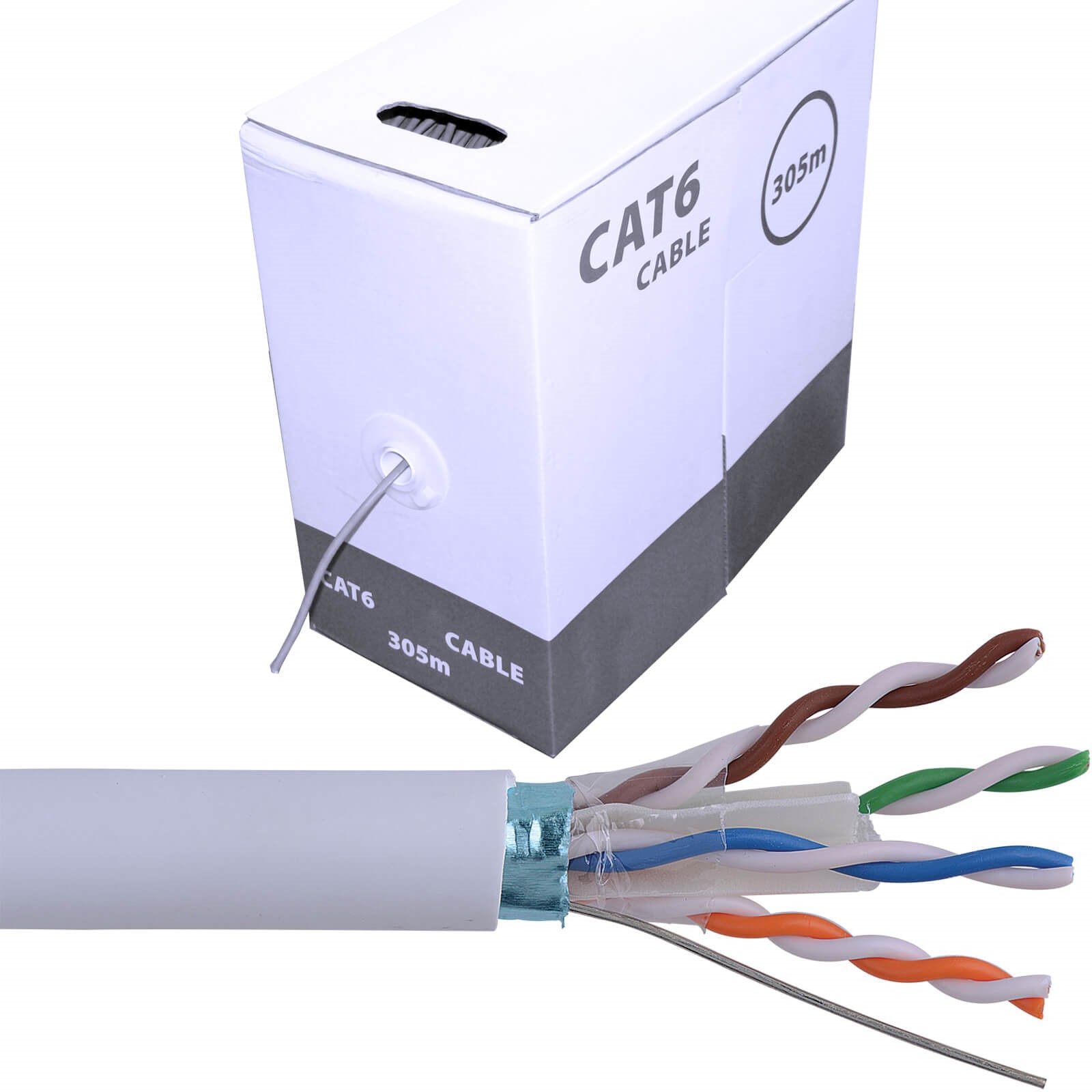 LUGGAR CAT-6 RJ45 305M כבל רשת מסוכך קשיח תוף ללא מחברים