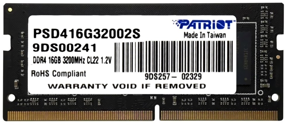 Patriot 16GB SODIMM DDR4 3200MHz PATRIOT SODIMM 16 GB |operative memory