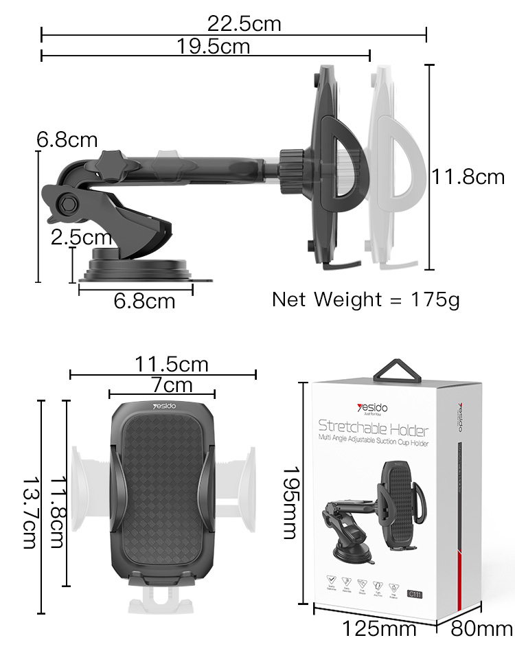 Yesido מעמד לרכב Stretchable  Holder (C111)