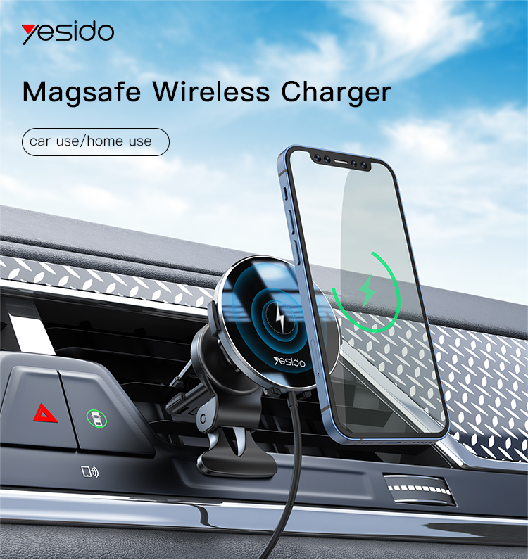 Yesido מעמד לרכב 15W Wireless magnetic charging dock and compatible holder (C131)