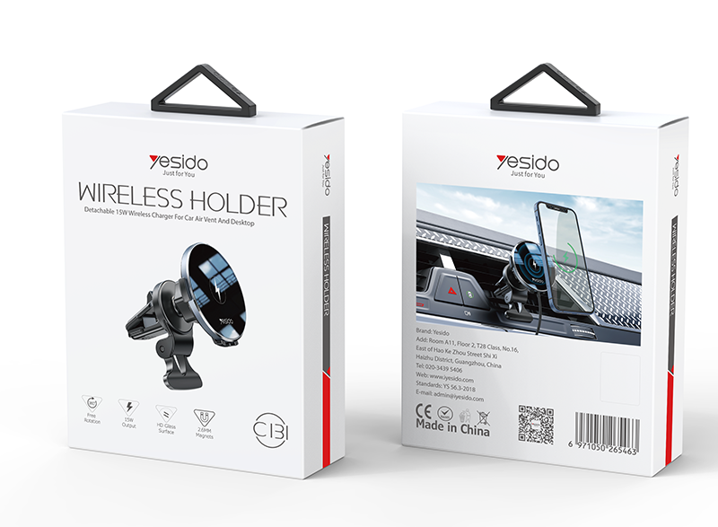 Yesido מעמד לרכב 15W Wireless magnetic charging dock and compatible holder (C131)
