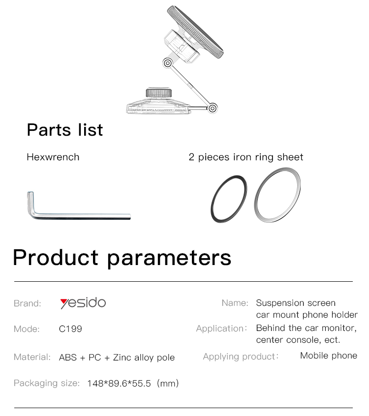 Yesido מעמד לרכב Magsafe Magnetic Phone Holder (C199)