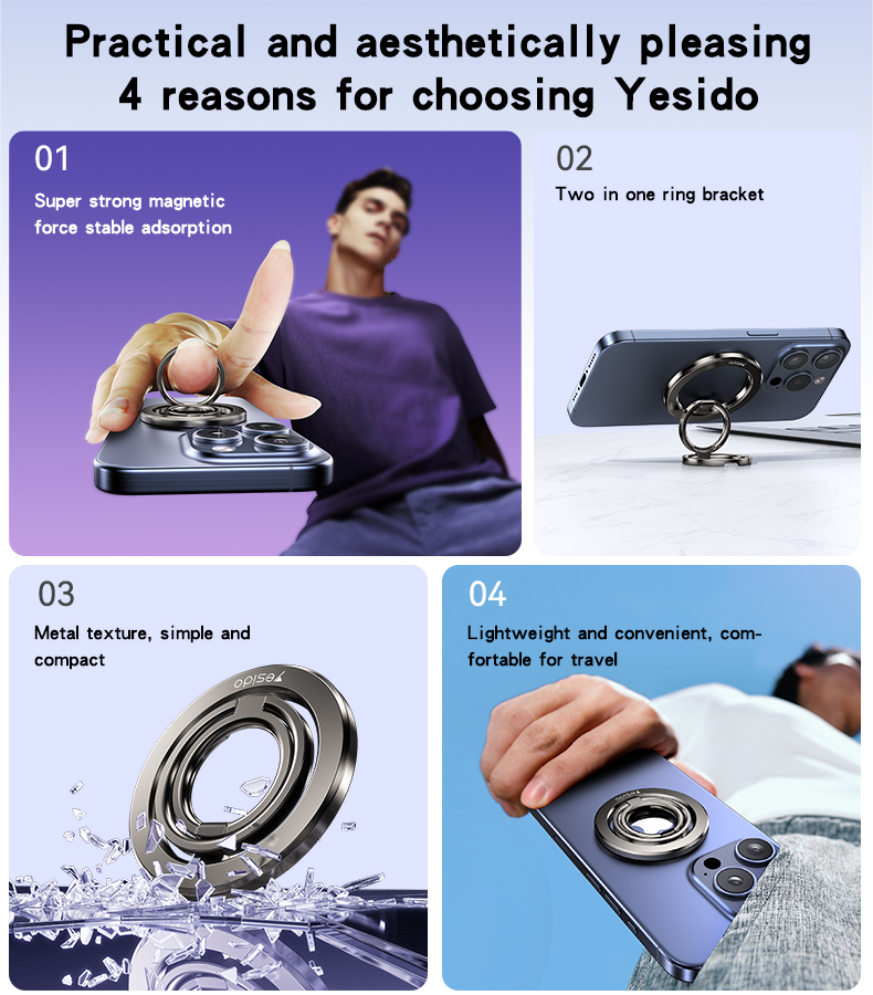 Yesido מעמד לרכב Double Side Magnetic Ring Holder (C206)