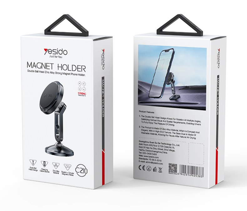 Yesido מעמד לרכב Double ball magnetic car holder (C210)