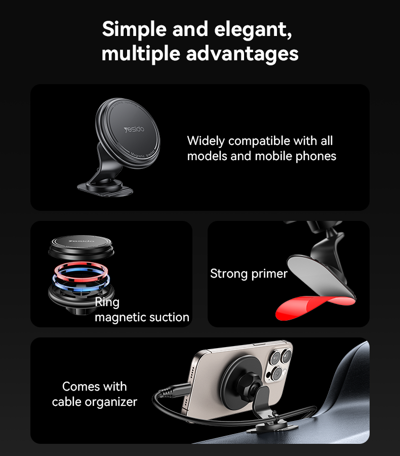 Yesido מעמד לרכב Magsafe design base 360 rotating sticky magnetic holder (C220)