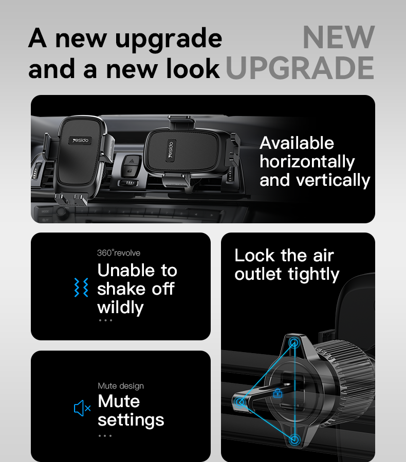 Yesido מעמד לרכב Airvent Spring Clip Phone Holder (C241)