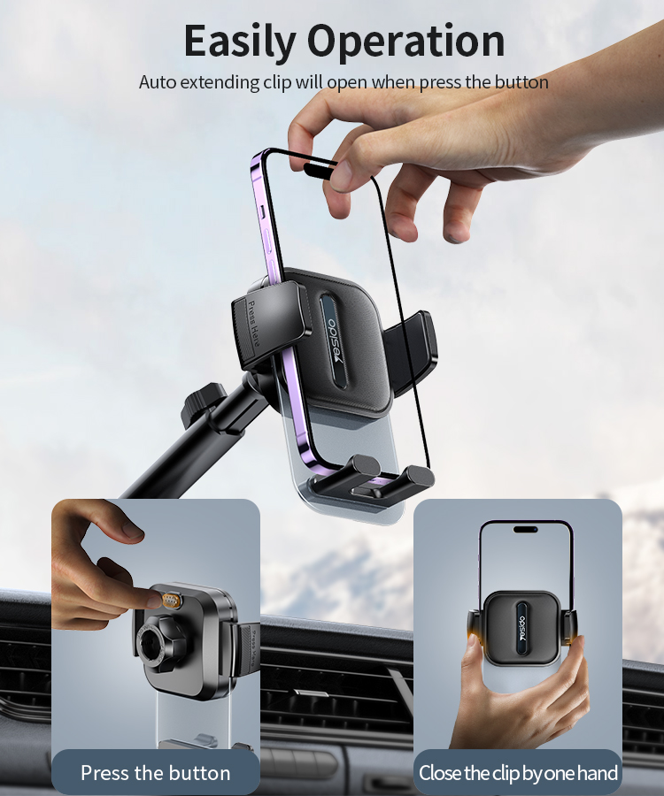 Yesido מעמד לרכב Dashboard Spring Clip Phone Holder (C261)