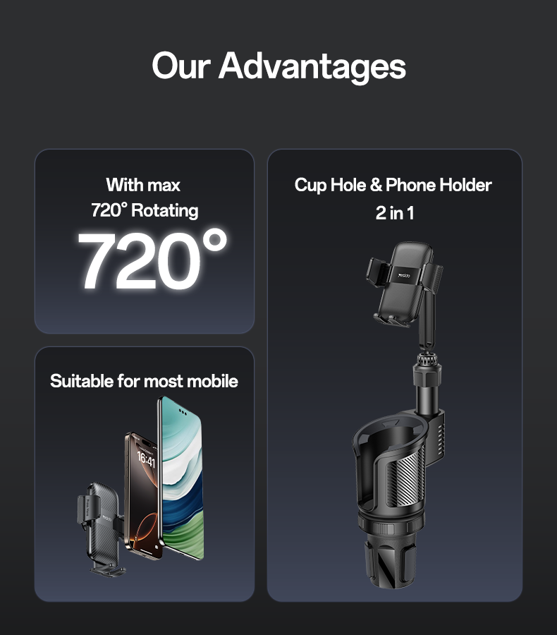 Yesido מעמד לרכב 2 in 1 Car cup holder (C273)