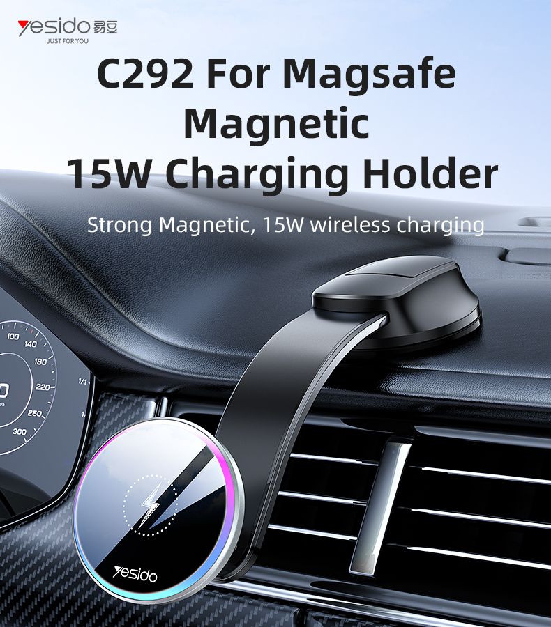 Yesido מעמד לרכב Arm Bendable Magnetic Wireless Charging Phone holder (C292)