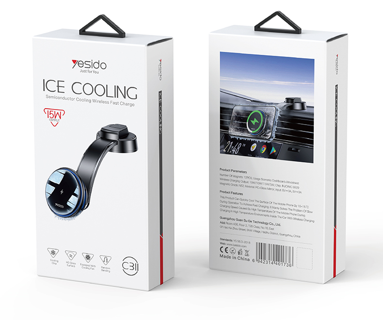 Yesido מעמד לרכב Semiconductor Cooling & Wireless Charger (C311)