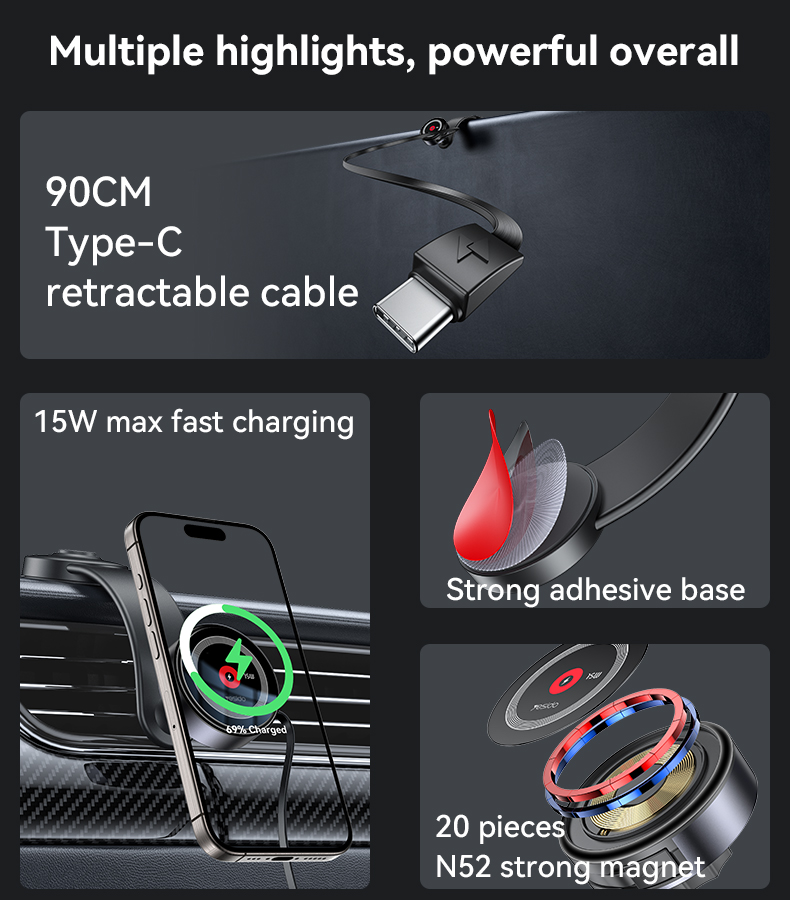 Yesido מעמד לרכב Magnetic wireless charging (C314)
