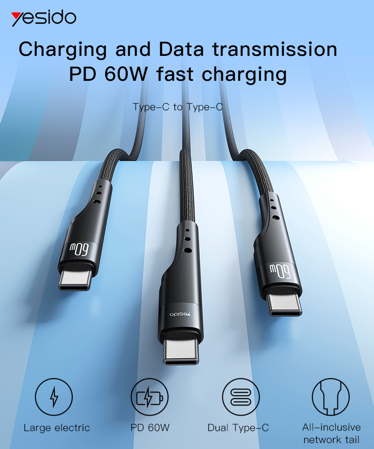 Yesido כבל 60W PD Data cable
3M (CA116)