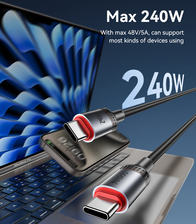 Yesido כבל C-C 240W Data cable
1.2M (CA185)