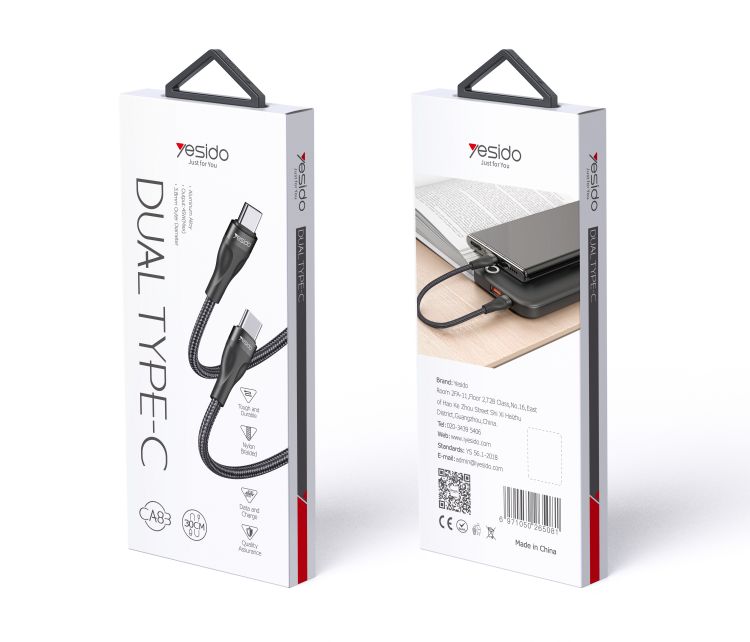 Yesido כבל 45W Dual Type - C
30 CM (CA83)