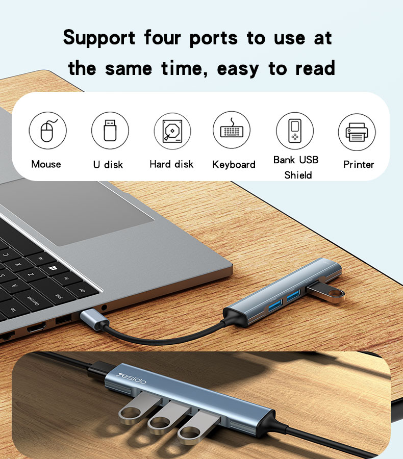 Yesido מפצל USB 4 IN 1 hub adapter (HB17)