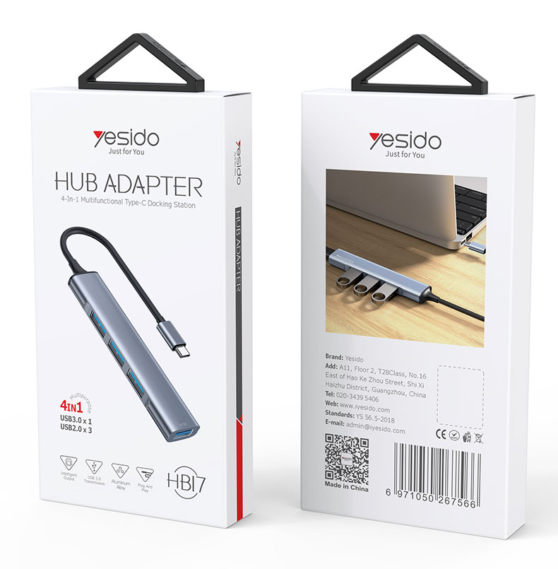 Yesido מפצל USB 4 IN 1 hub adapter (HB17)