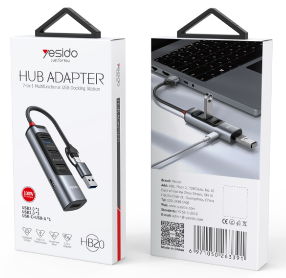 Yesido מפצל USB 5 in 2 USB Hub (HB20)
