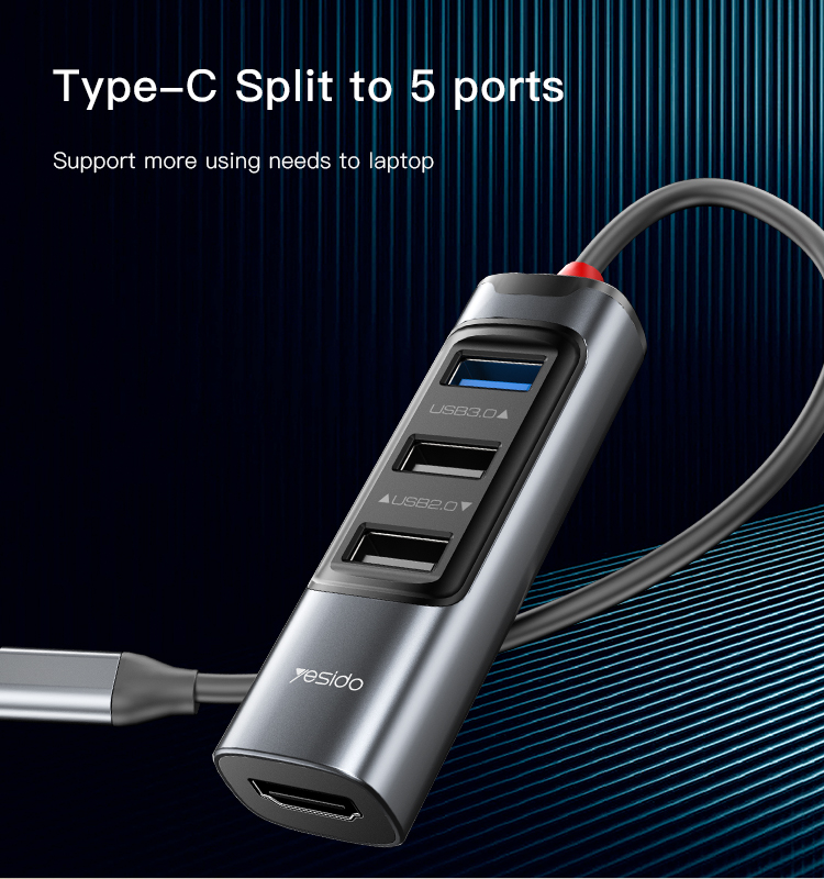 Yesido מפצל USB 5 in 1 Type-C Hub (HB22)