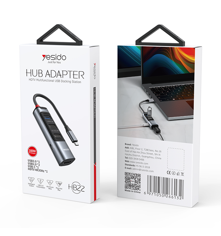 Yesido מפצל USB 5 in 1 Type-C Hub (HB22)