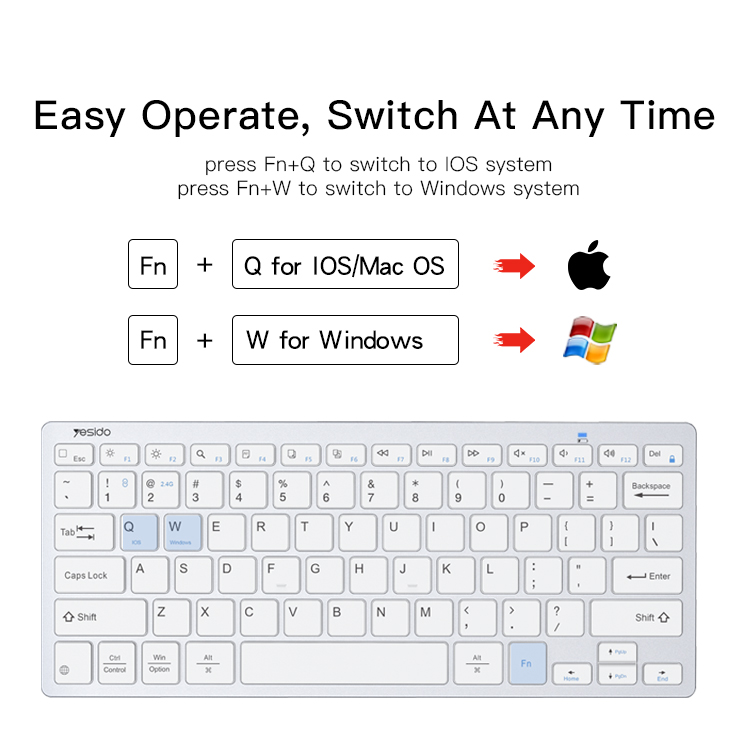Yesido מקלדת ועכבר Wireless Keyboard (KB11)