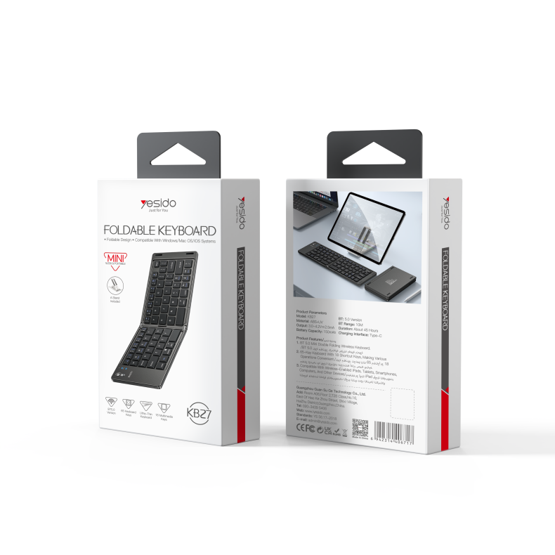 Yesido מקלדת ועכבר MINI double folding Keyboard-English version (KB27)