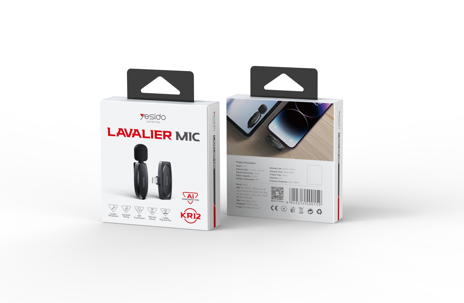 Yesido אביזר צילום Single Wireless Microphone (KR12)