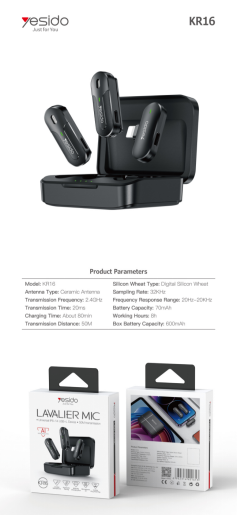 Yesido אביזר צילום 2 in 1 Lavalier Microphone (KR16)
