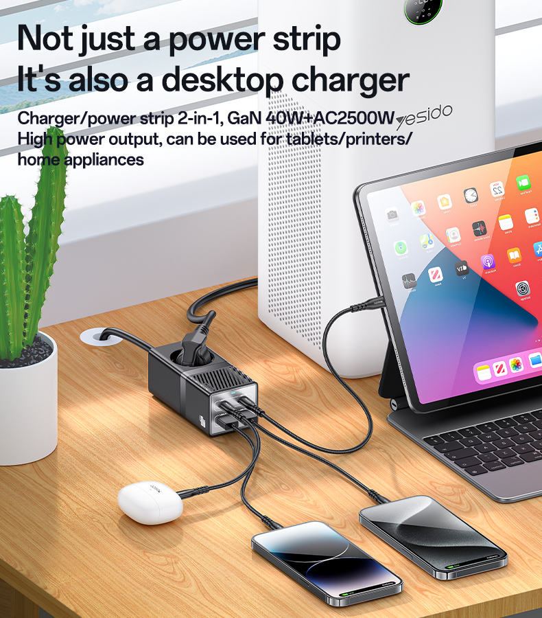 Yesido מטען לבית EU 40W Power Strip
1.5M (MC35)