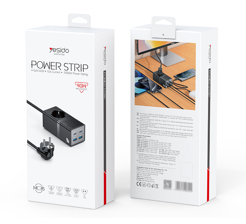 Yesido מטען לבית EU 40W Power Strip
1.5M (MC35)