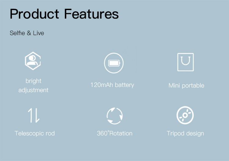 Yesido אביזר צילום 9 colors' adjustment
 wirless bluetooth flash
 light live selife stand (SF12)