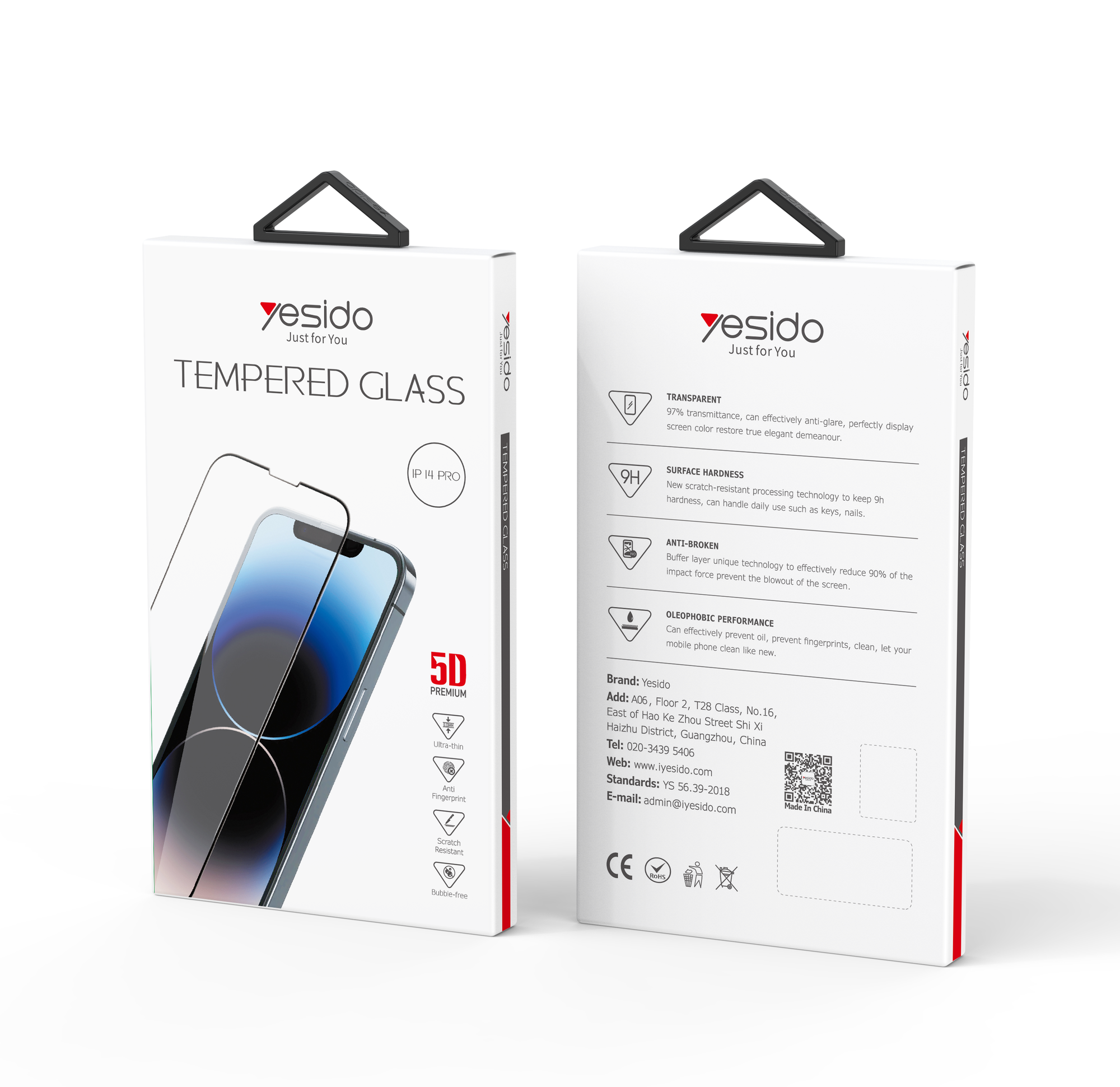 Yesido מגן מסך 5D HD silk screen glass film
一强高清 (TG12)