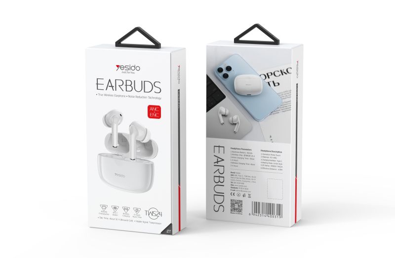 Yesido אוזניות בלוטות ANC & ENC Noice-Cancelling TWS earphone (TWS24)