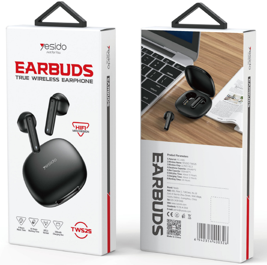 Yesido אוזניות בלוטות TWS Earbuds (TWS25)