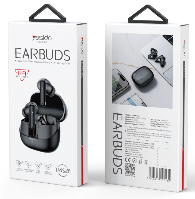 Yesido אוזניות בלוטות TWS Earphone (TWS26)