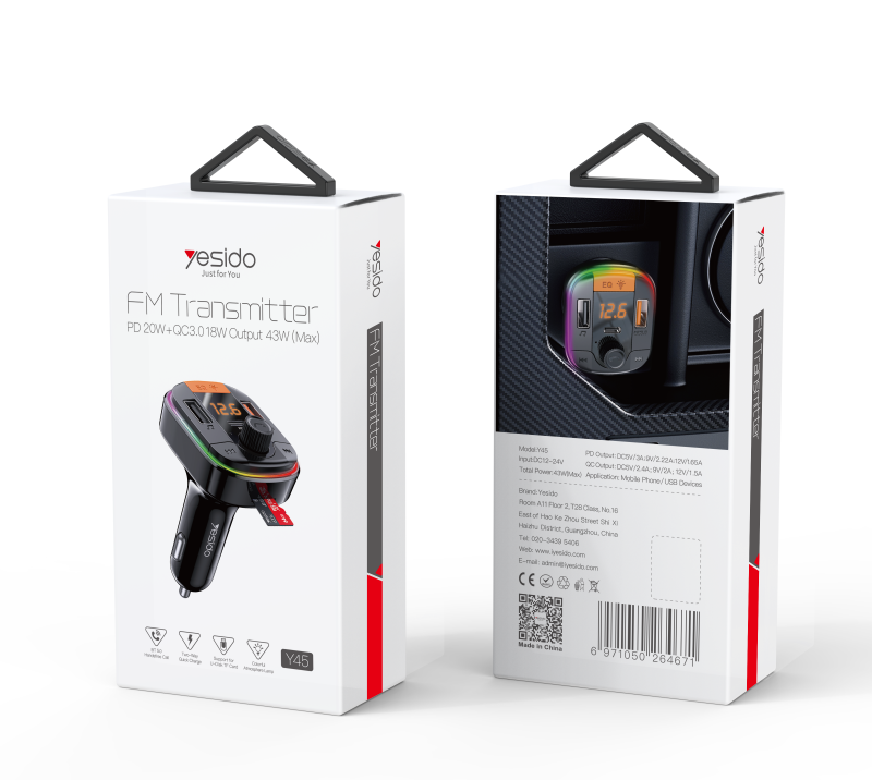 Yesido מטען לרכב FM Transmitter 
Car  Charger (Y45)