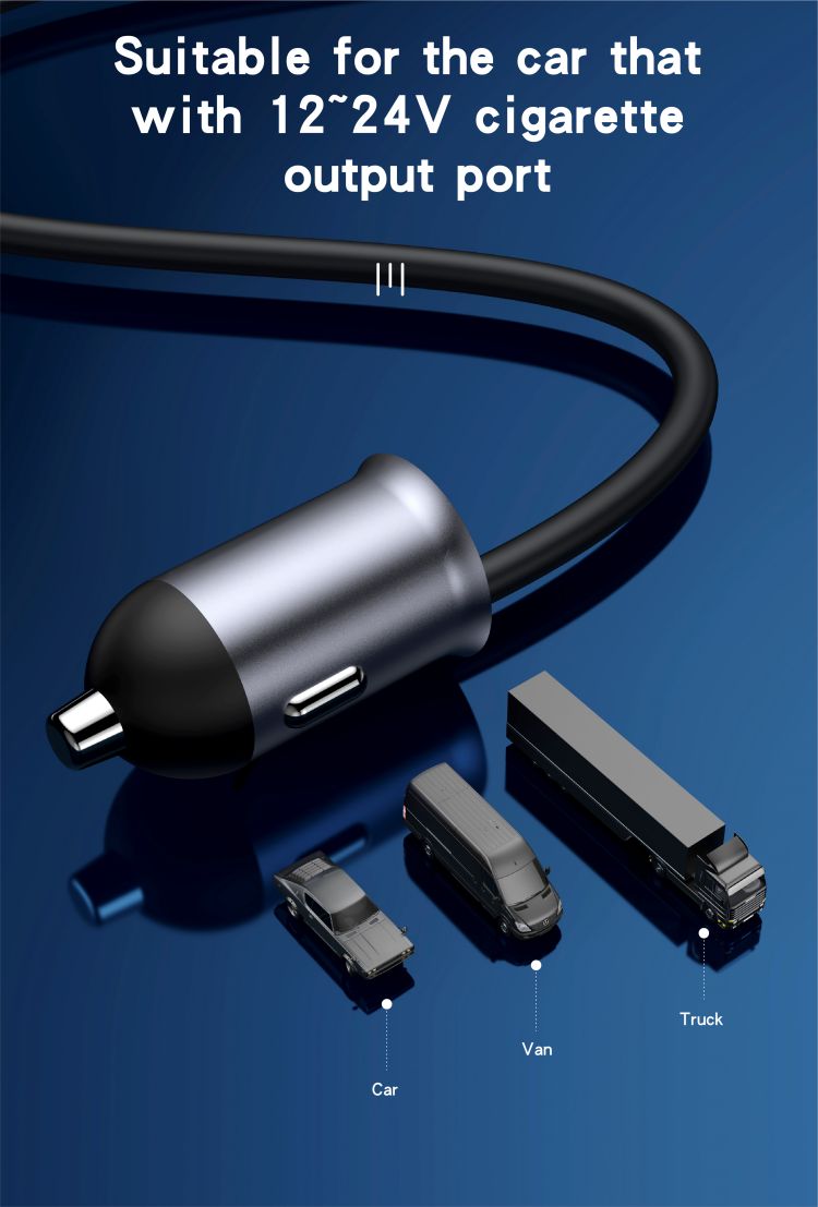 Yesido מטען לרכב 97W aluminum alloy +ABS rear seat expansion car charger (Y53)