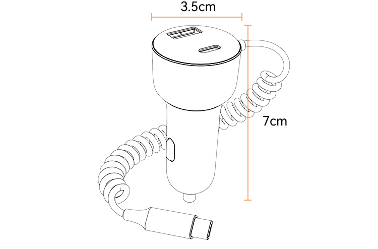 Yesido מטען לרכב 60W Fast Charging Car Charger(Built-in TC Cable) (Y56)