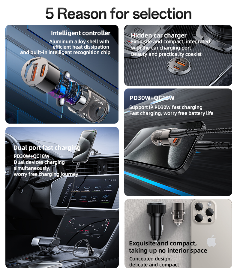 Yesido מטען לרכב A+C 30W Mini Car charger (Y68)