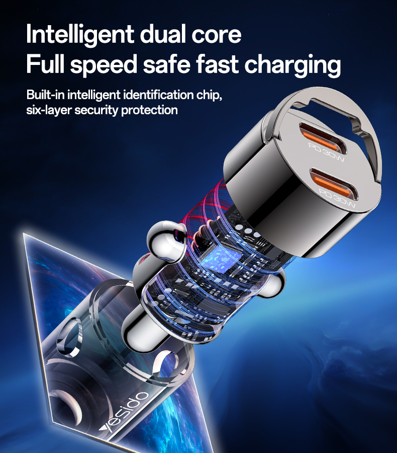 Yesido מטען לרכב C+C 30W Car Charger (Y69)