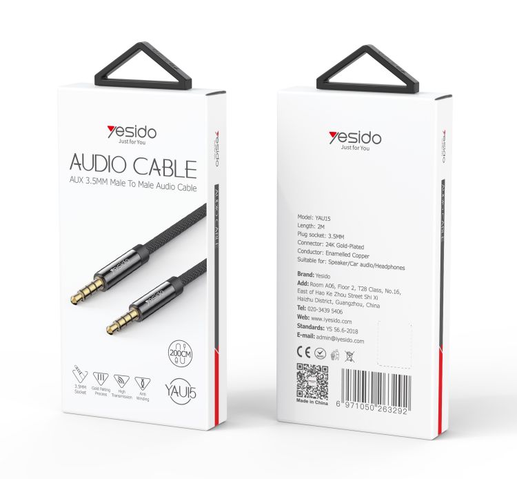 Yesido כבל AUX 3.5MM AUX 
Audio cable
2M (YAU15)