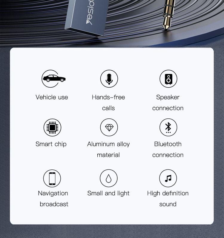 Yesido כבל AUX Bluetooth Transmitter (YAU24)