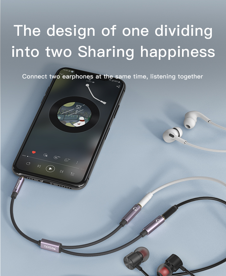 Yesido כבל AUX Audio Splitter
3.5mm male to Dual 3.5mm Female
Dual Headset Audio cables (YAU27)