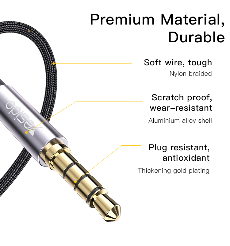 Yesido כבל AUX Audio Cable
3.5mm Male to Male
With Volume Control (YAU30)