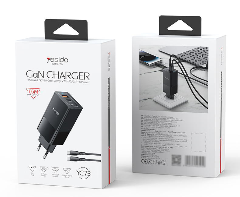 Yesido מטען לבית A+C 65W Home charger -EU (YC73)