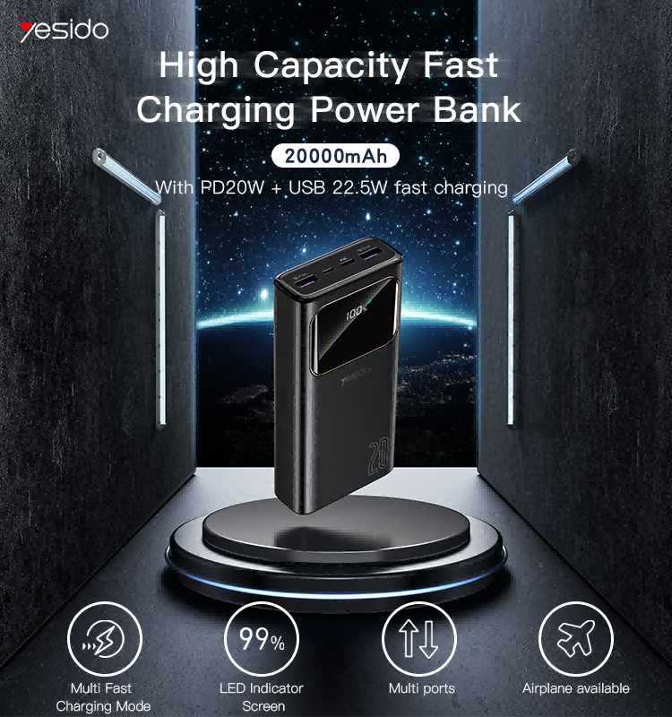 Yesido סוללת גיבוי 20000mah PD25W Quick charging Power bank (YP30)